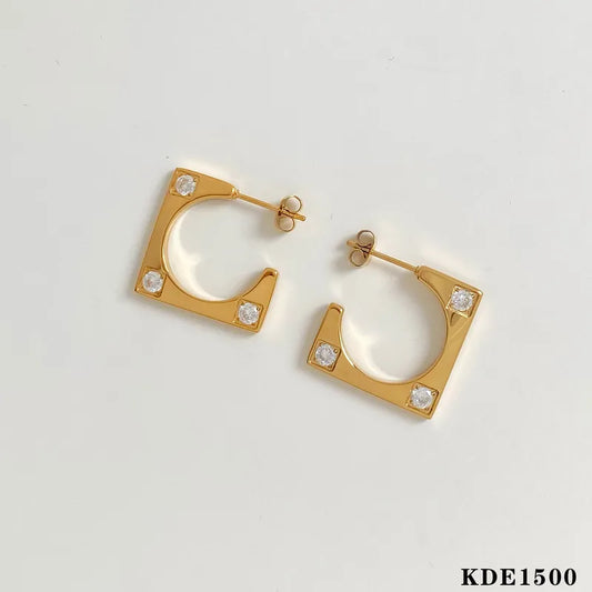 Zircon 16K Gold Plated Ear Stud