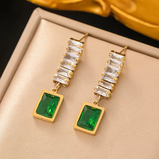 Rhinestones 18K Gold Plated Drop Earrings