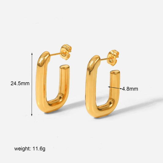 U Shape 18K Gold Plated Ear Studs