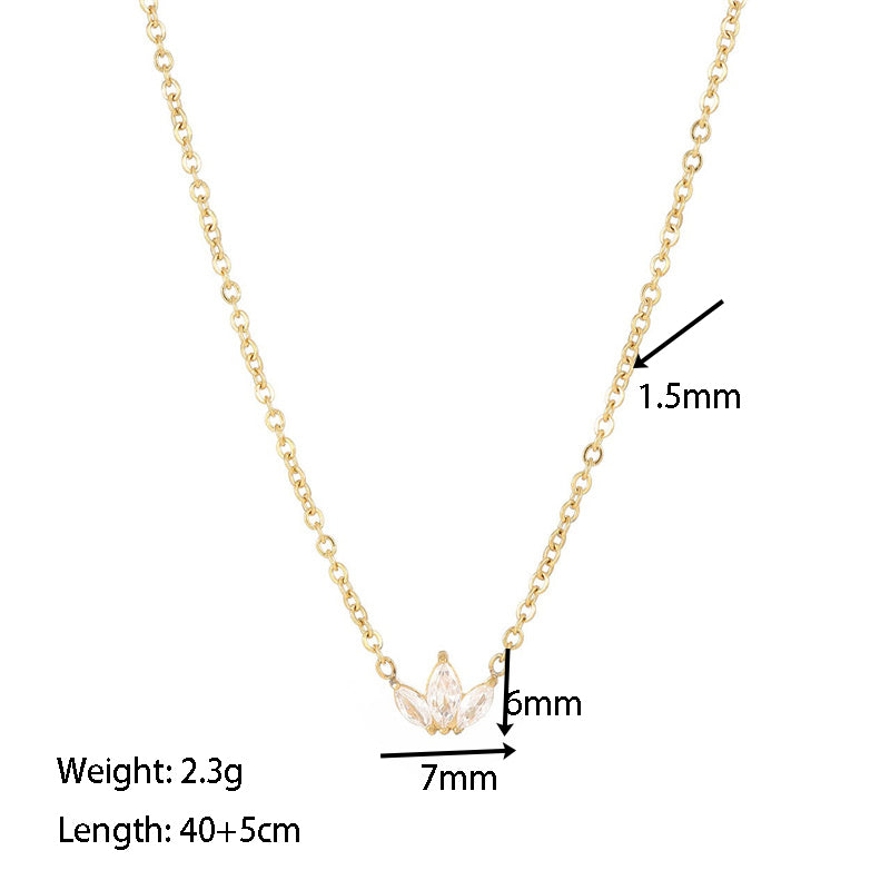 Flower Zircon Gold Plated Inlay Pendant Necklace