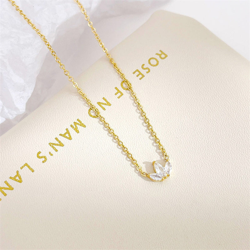 Flower Zircon Gold Plated Inlay Pendant Necklace