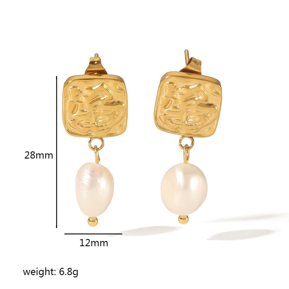 Square 18k Gold Plated Drop Earrings