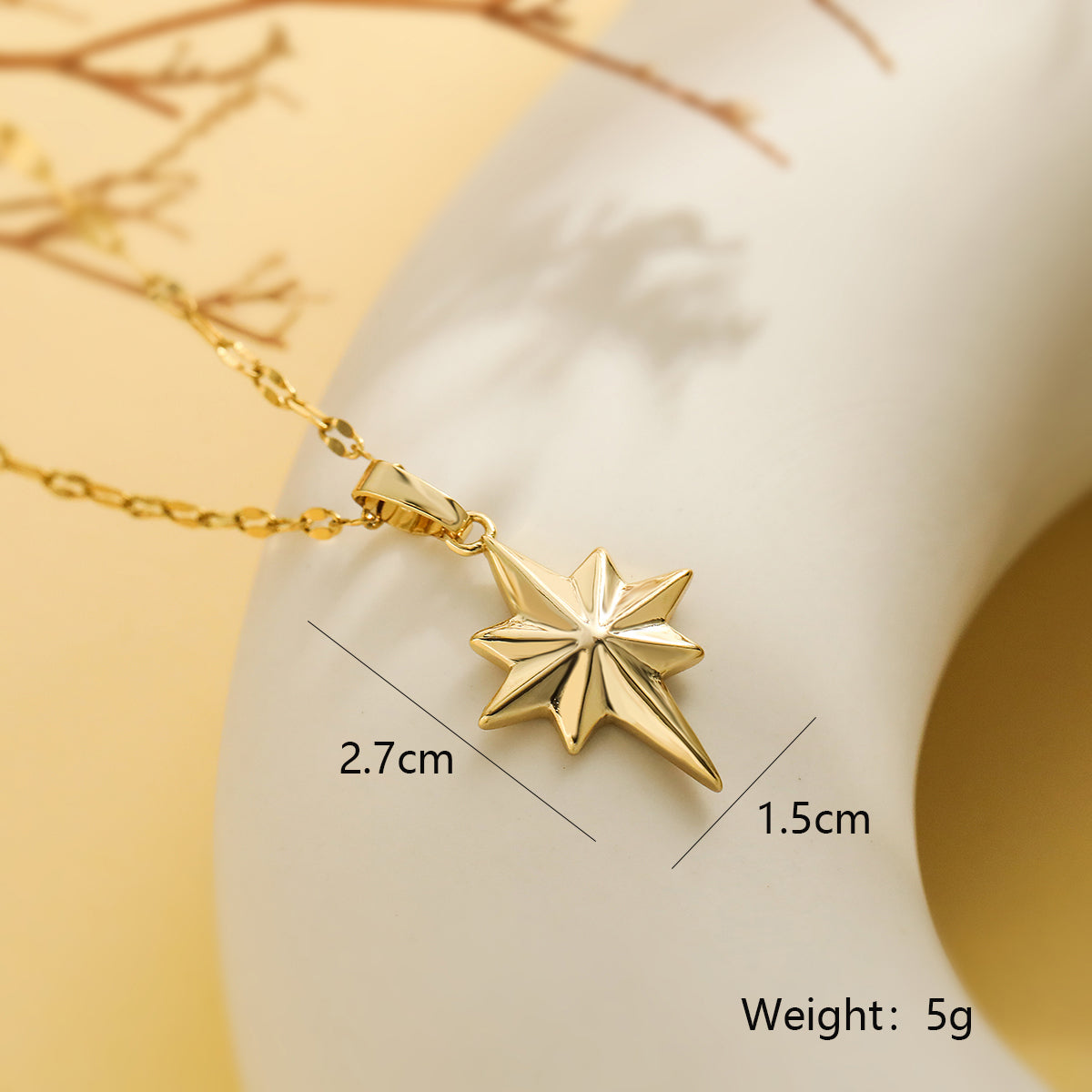 18k Gold Plated Star Pendant Necklace