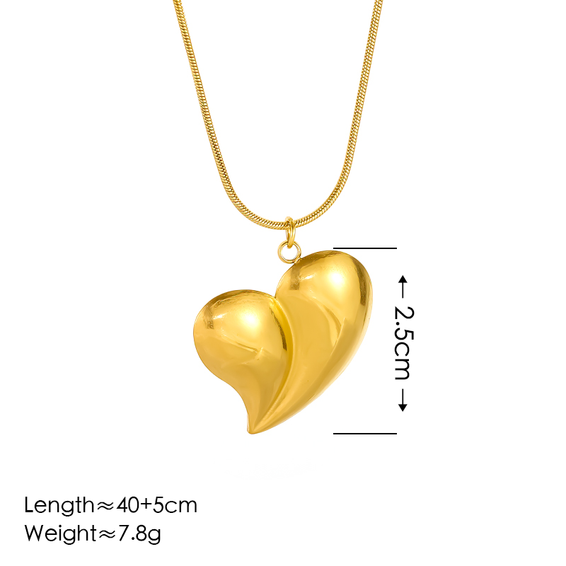 304 Stainless Steel 18K Gold Plated Heart Shape Necklace