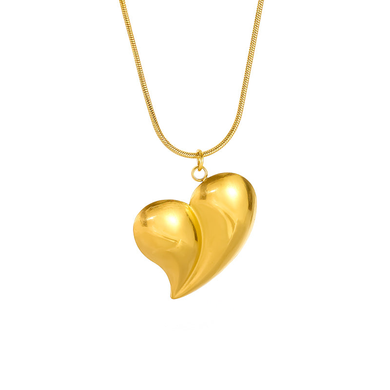 304 Stainless Steel 18K Gold Plated Heart Shape Necklace