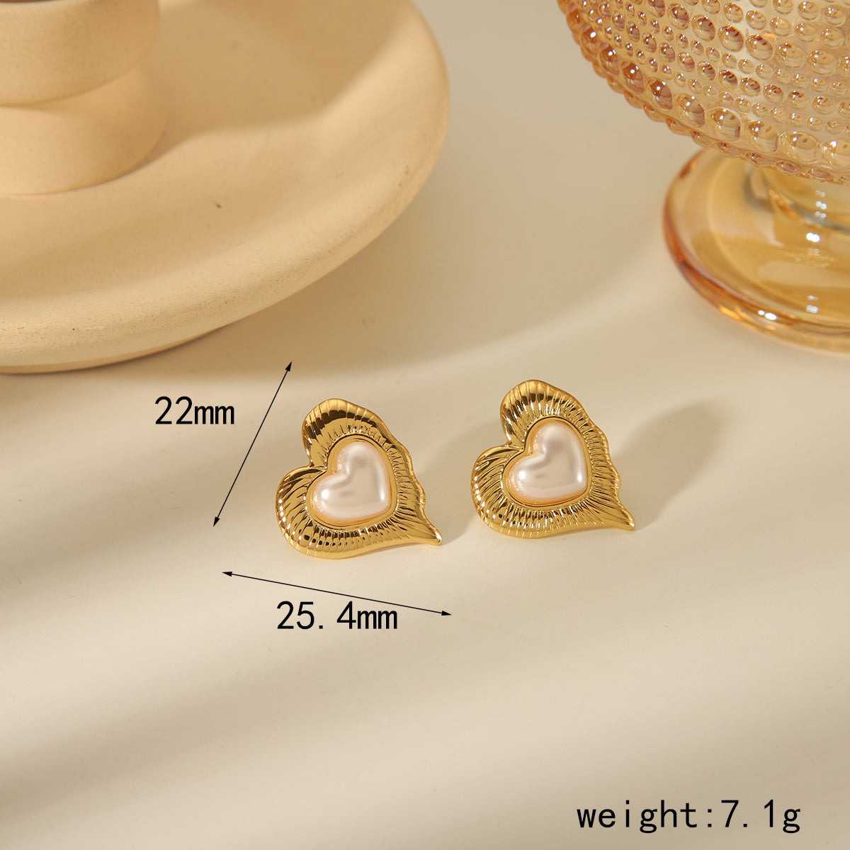 Heart Shape Croissant Plating Inlay 304 Stainless Steel Artificial Shell 18K Gold Plated Ear Studs