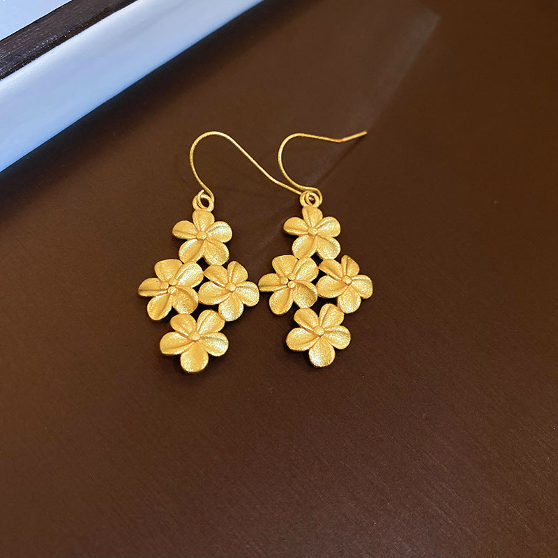 Luxurious Simple Style Flower 18K Gold Plated Drop Earrings