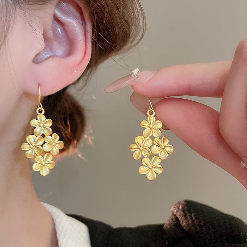 Luxurious Simple Style Flower 18K Gold Plated Drop Earrings