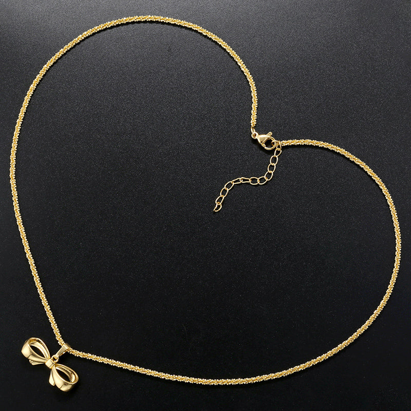 Bow Knot 18K Gold Plated Pendant Necklace