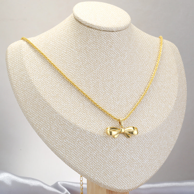 Bow Knot 18K Gold Plated Pendant Necklace