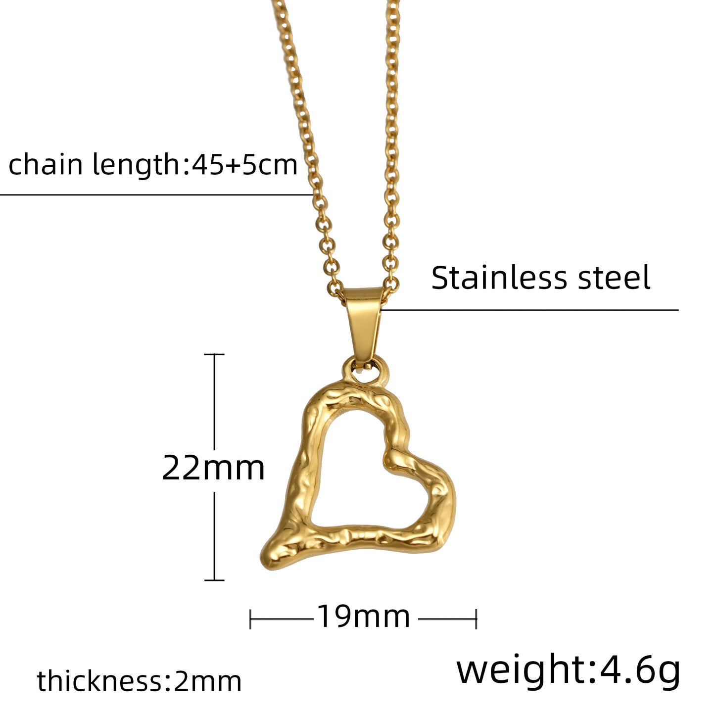 Heart Shape 18K Gold Plated Pendant Necklace