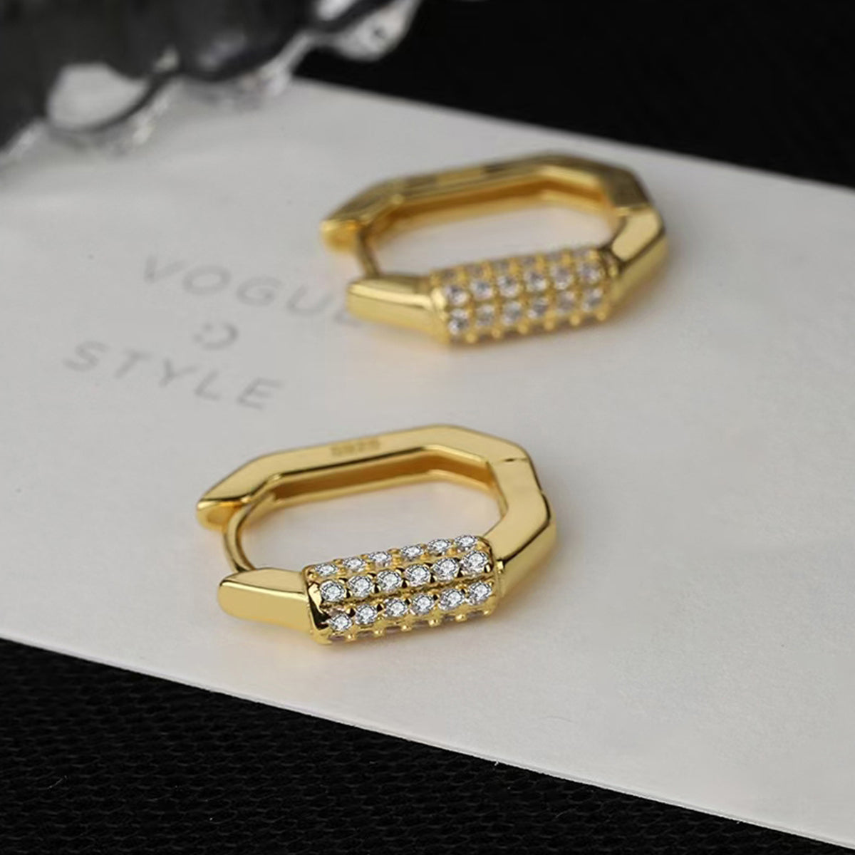 Sterling Silver Zircon Gold Plated Hoop Earrings