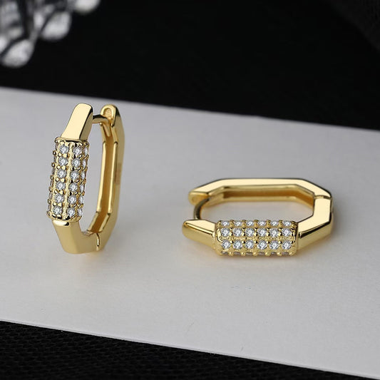 Sterling Silver Zircon Gold Plated Hoop Earrings