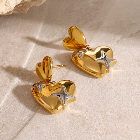 Elegant  Star Heart Shape  Drop Earrings