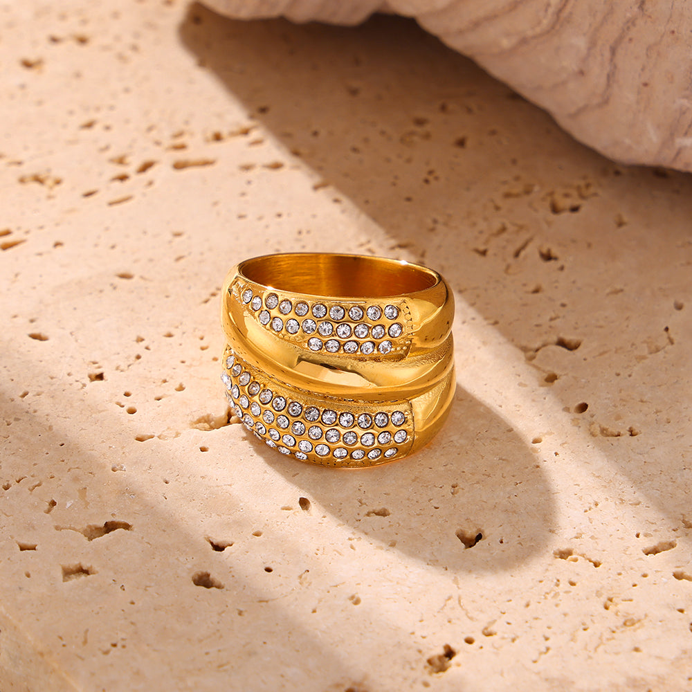 Rhinestones 18K Gold Plated Rings