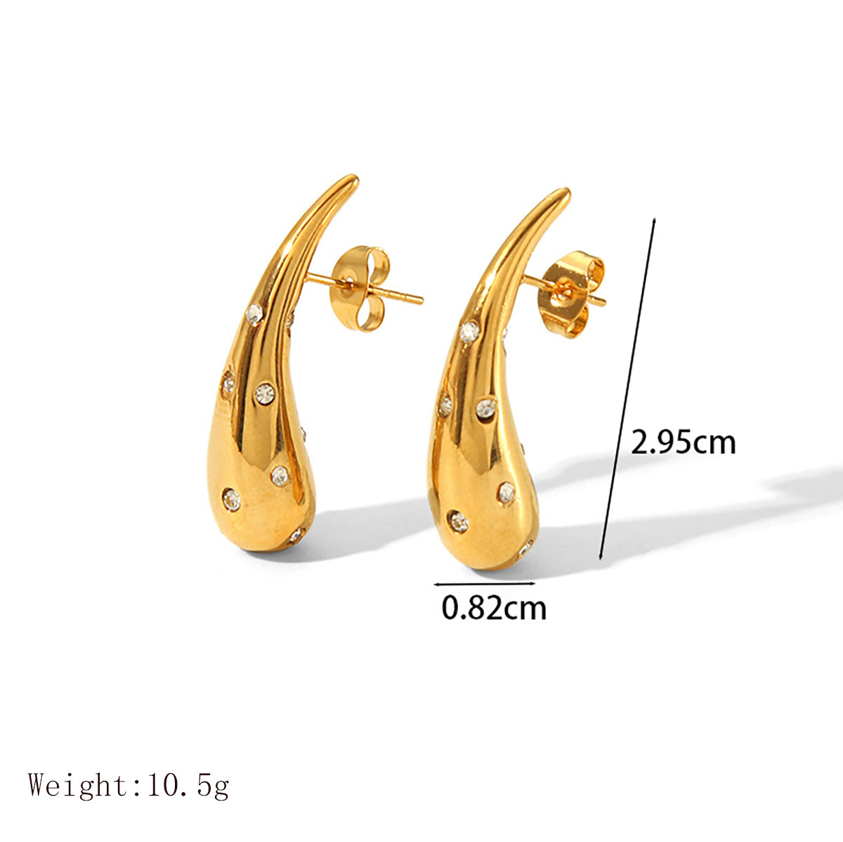 Zircon 18K Gold Plated Ear Studs