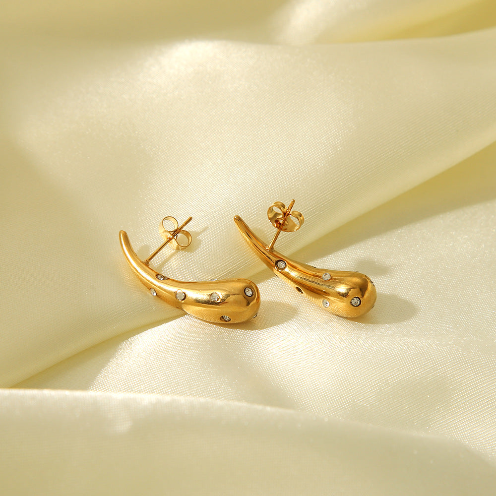 Zircon 18K Gold Plated Ear Studs