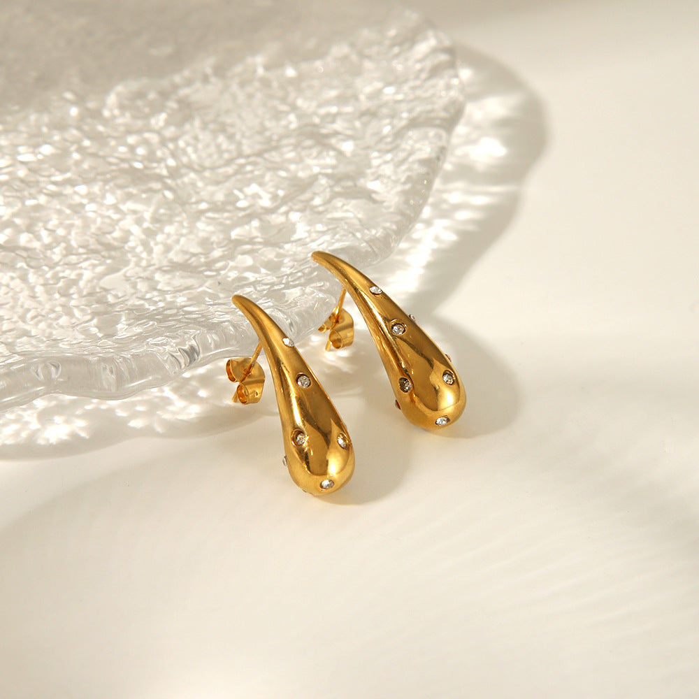 Zircon 18K Gold Plated Ear Studs