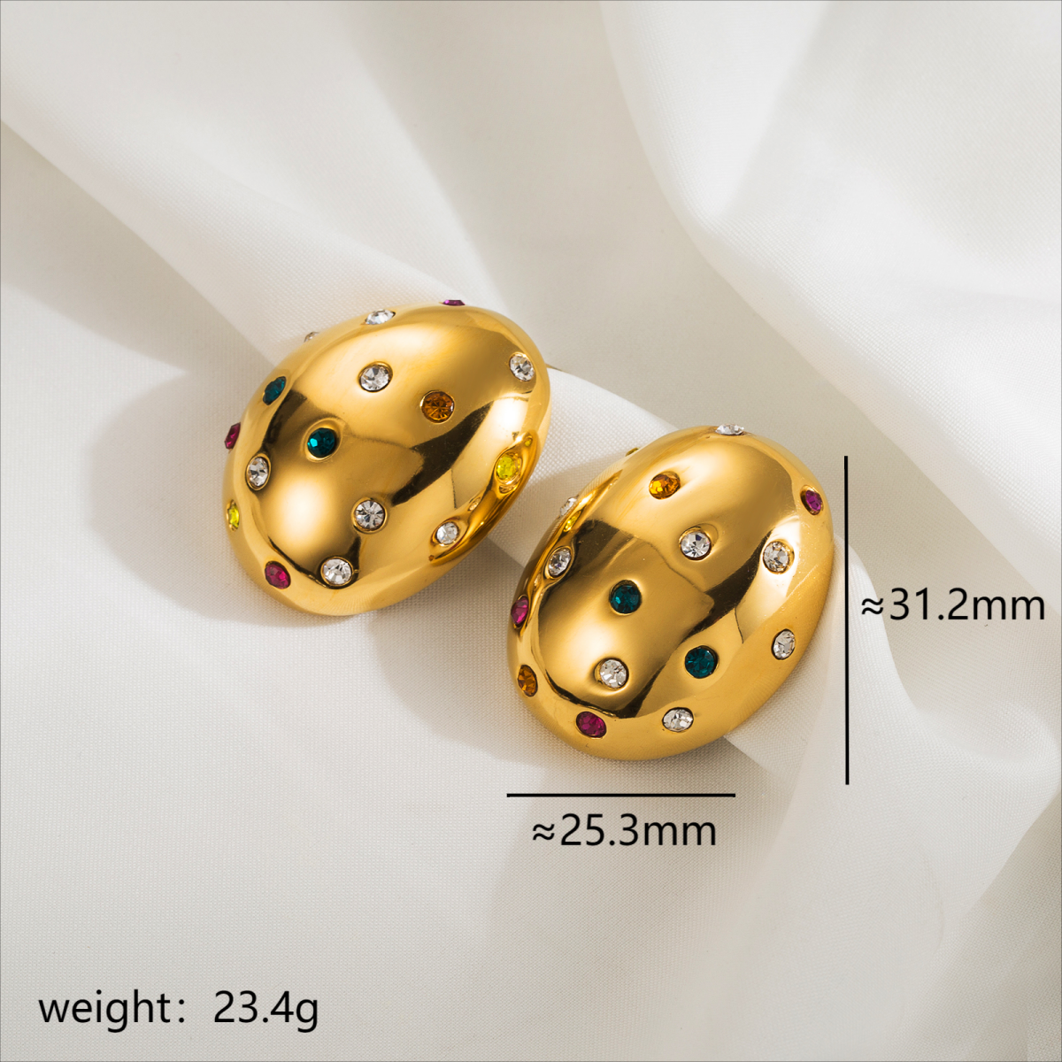 Zircon 18K Gold Plated Ear Studs