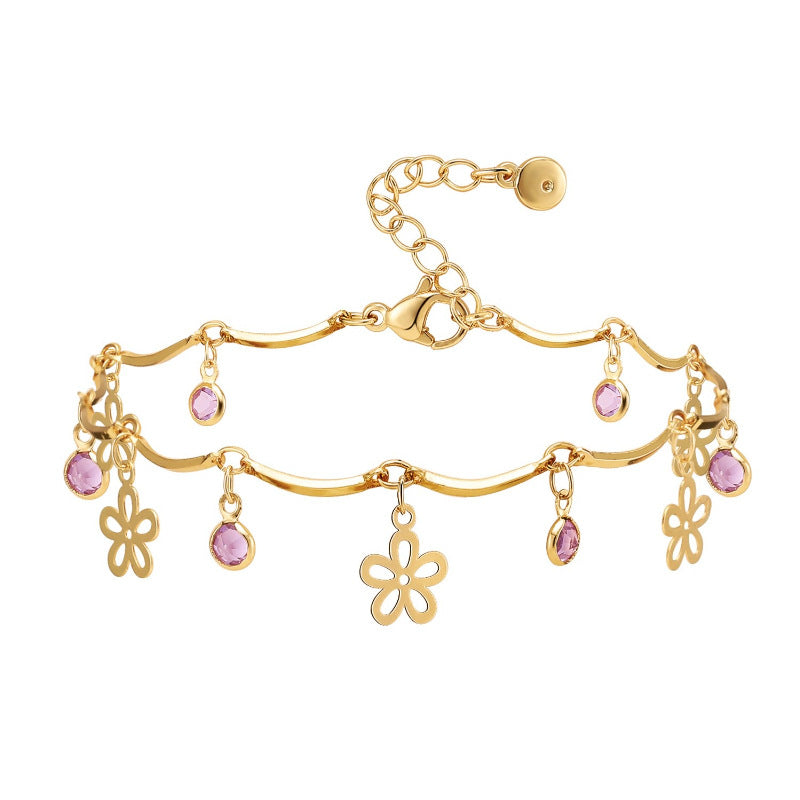 18k Gold Plated Fresh Flower Anklets