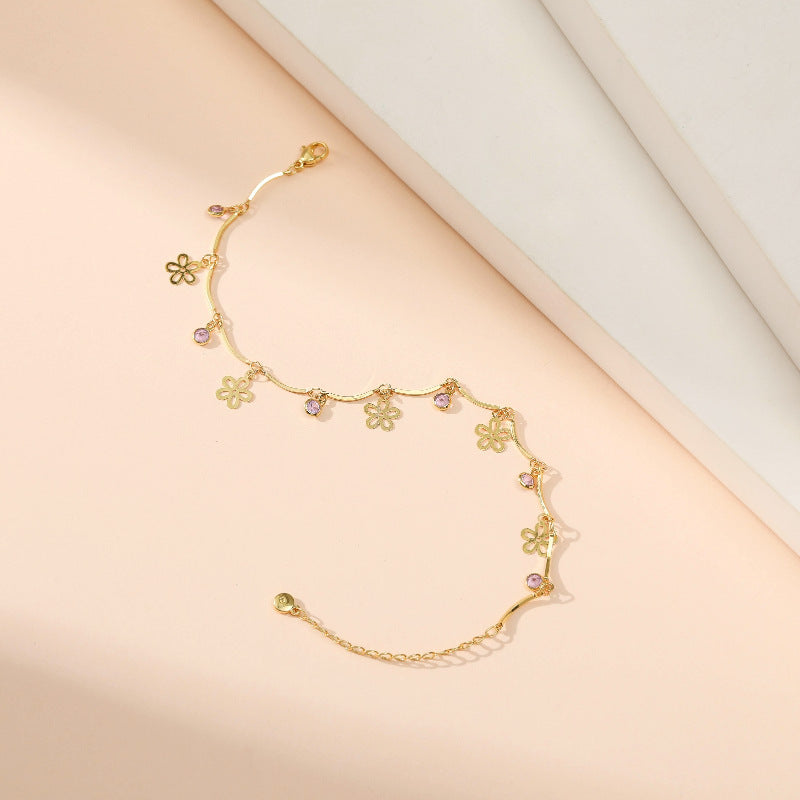 18k Gold Plated Fresh Flower Anklets