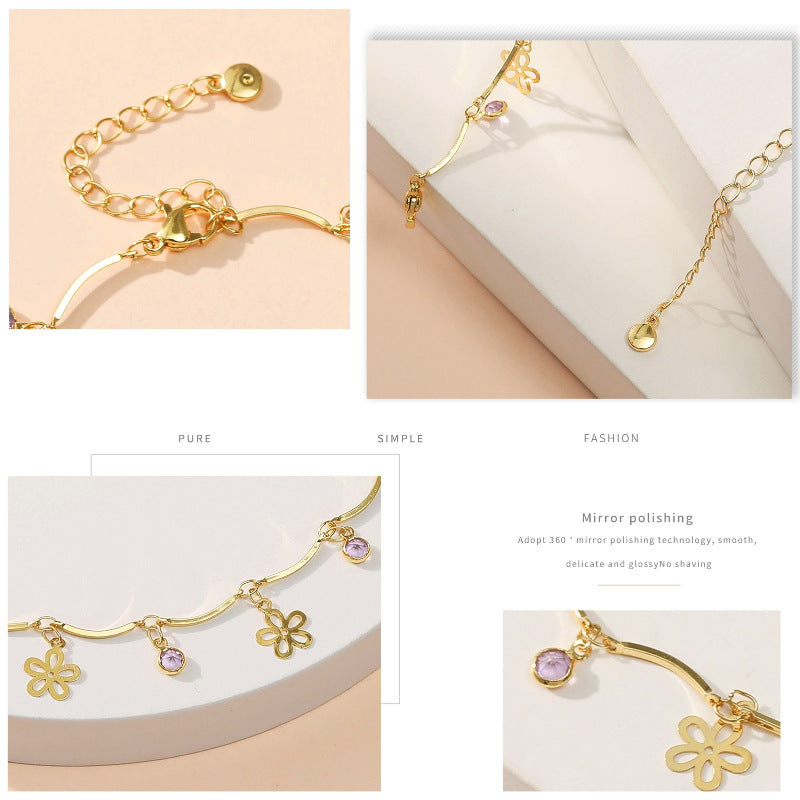 18k Gold Plated Fresh Flower Anklets