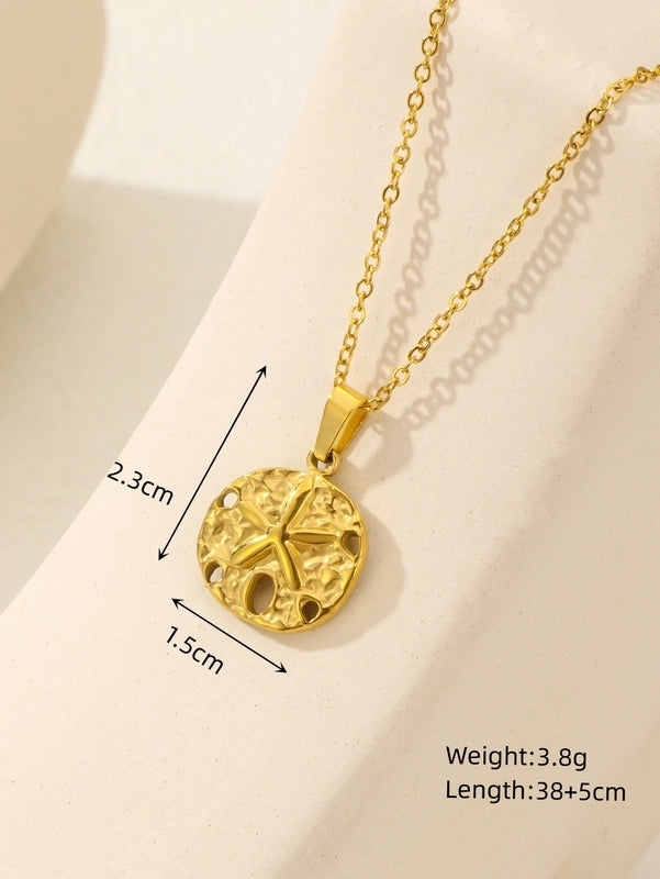 Elegant Classical Round Square Star 18k Gold Plated Pendant Necklace