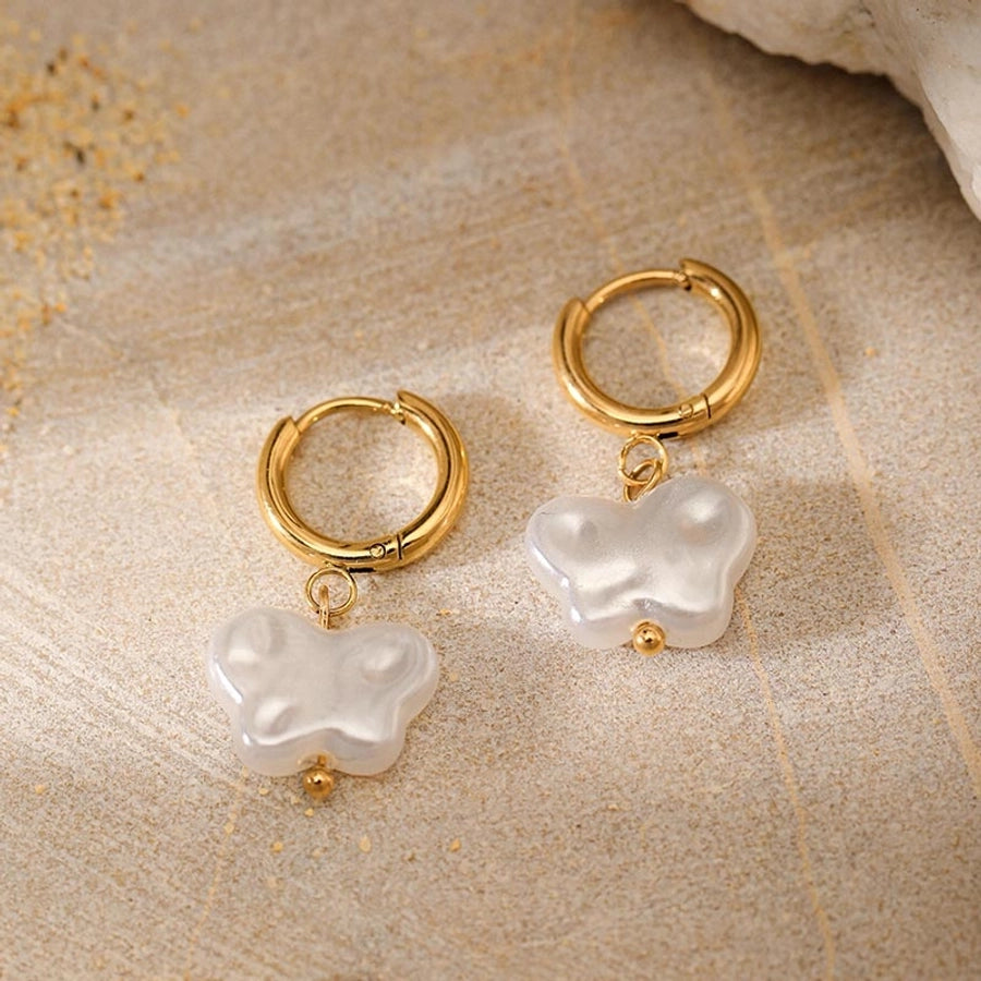 Butterfly Pearls 18K Gold Plated Ear Studs