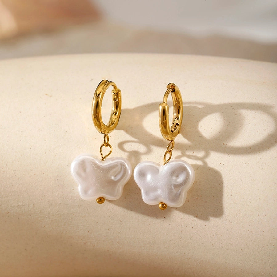 Butterfly Pearls 18K Gold Plated Ear Studs