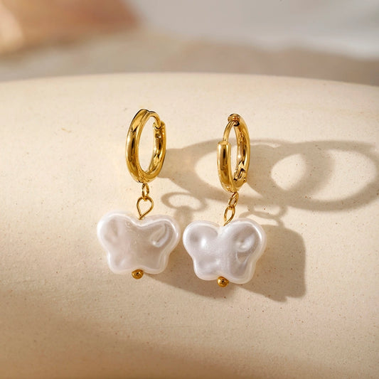 Butterfly Pearls 18K Gold Plated Ear Studs