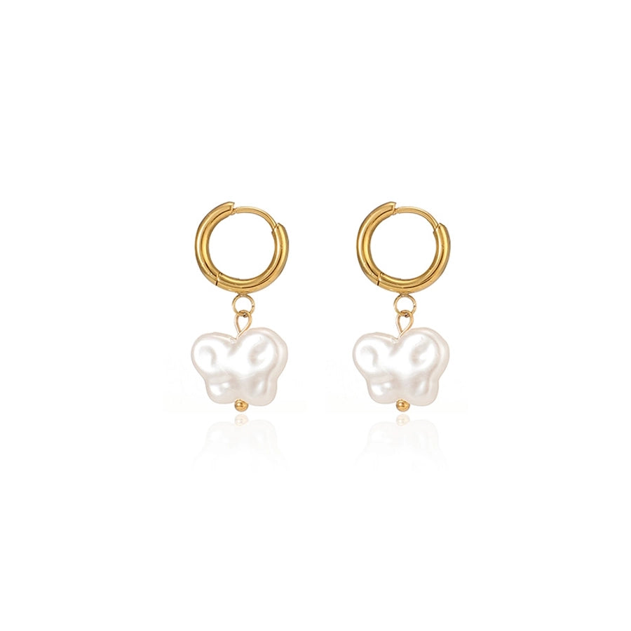 Butterfly Pearls 18K Gold Plated Ear Studs