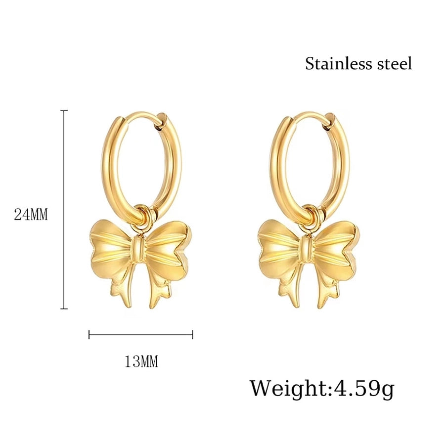 Elegant Bow Knot 18K Gold Plated Drop Earrings