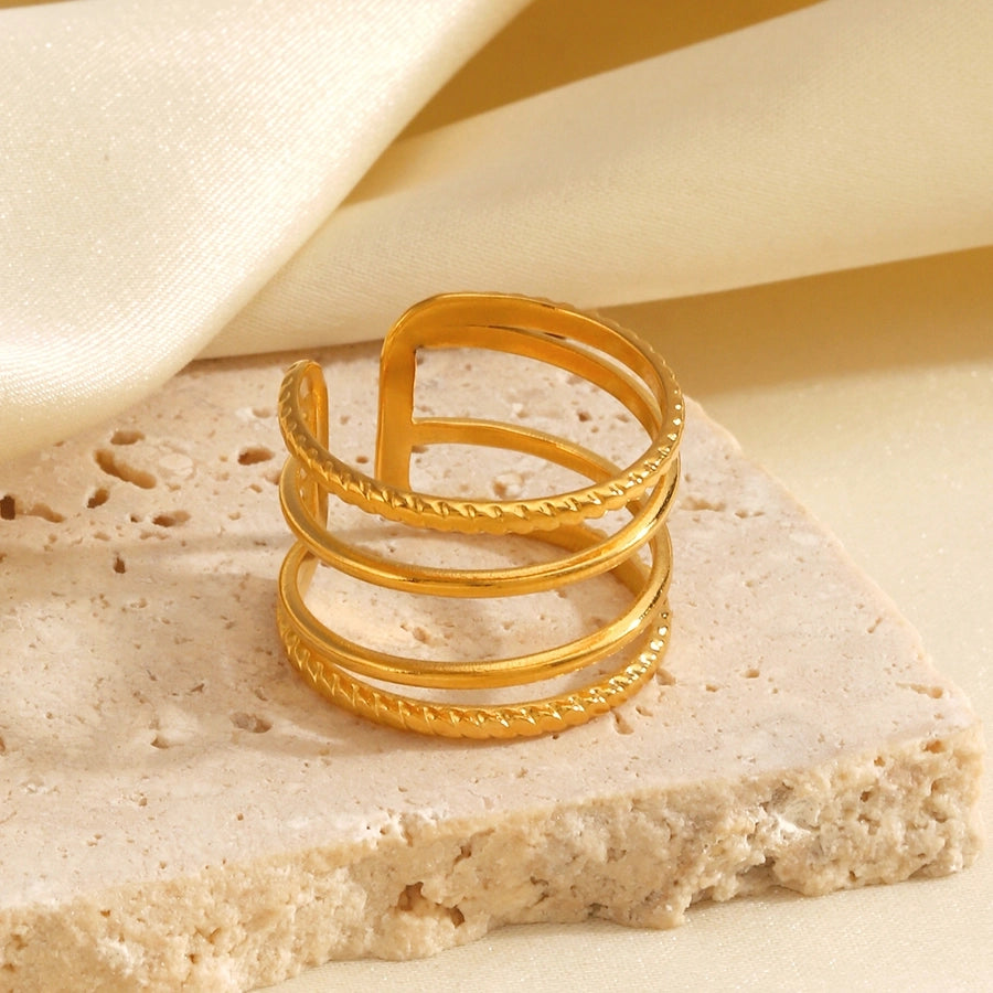 18K Gold Plated  Line Open Ring