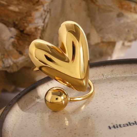 Heart Shape 18K Gold Plated Open Rings