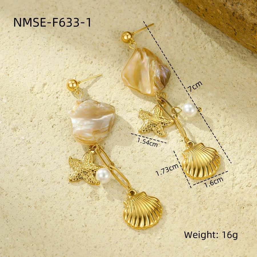 Scallop Starfish Drop Earrings