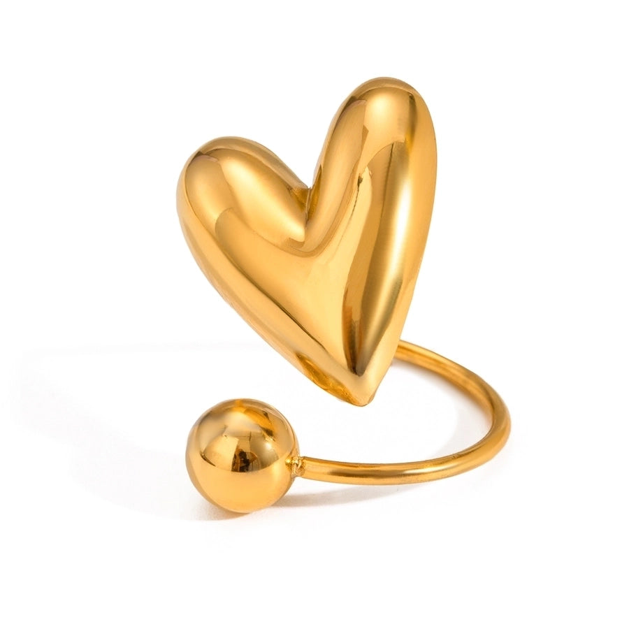 Heart Shape 18K Gold Plated Open Rings