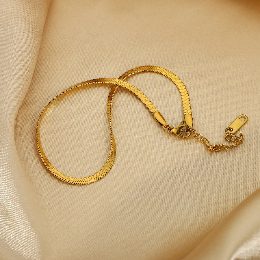 snake chain anklet stacked gold plated