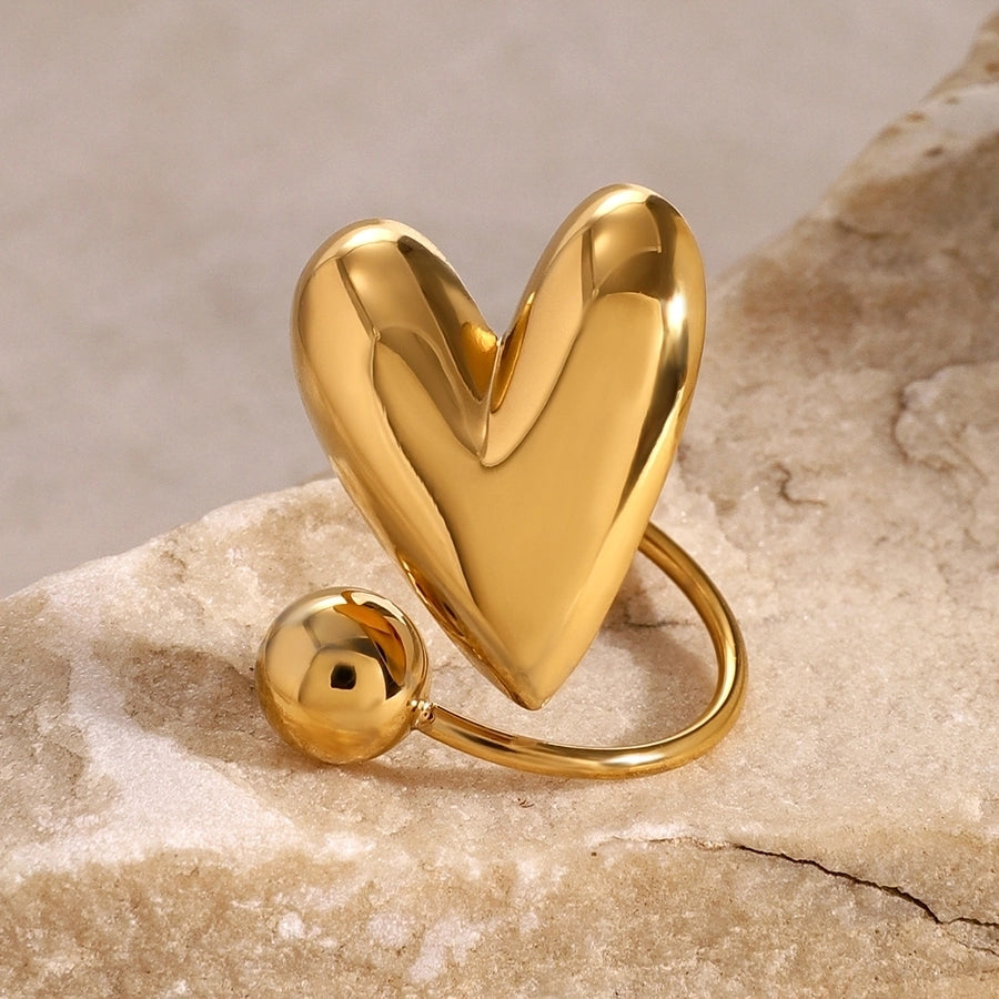 Heart Shape 18K Gold Plated Open Rings