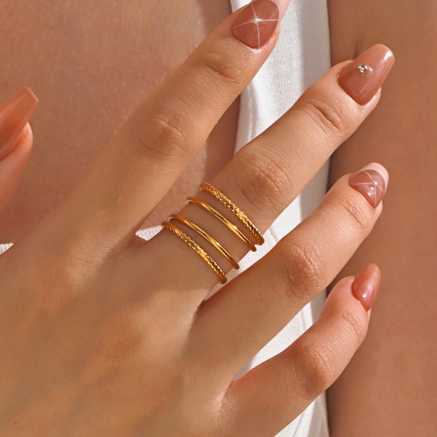 18K Gold Plated  Line Open Ring