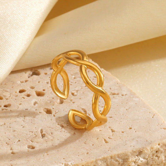 18K Gold Plated Line Cross Ring