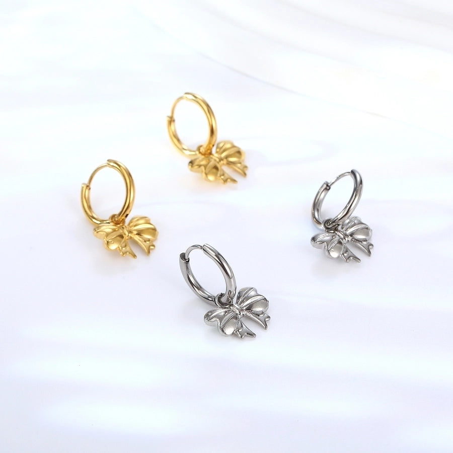 Elegant Bow Knot 18K Gold Plated Drop Earrings