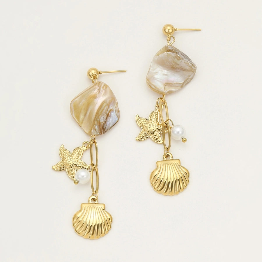 Scallop Starfish Drop Earrings