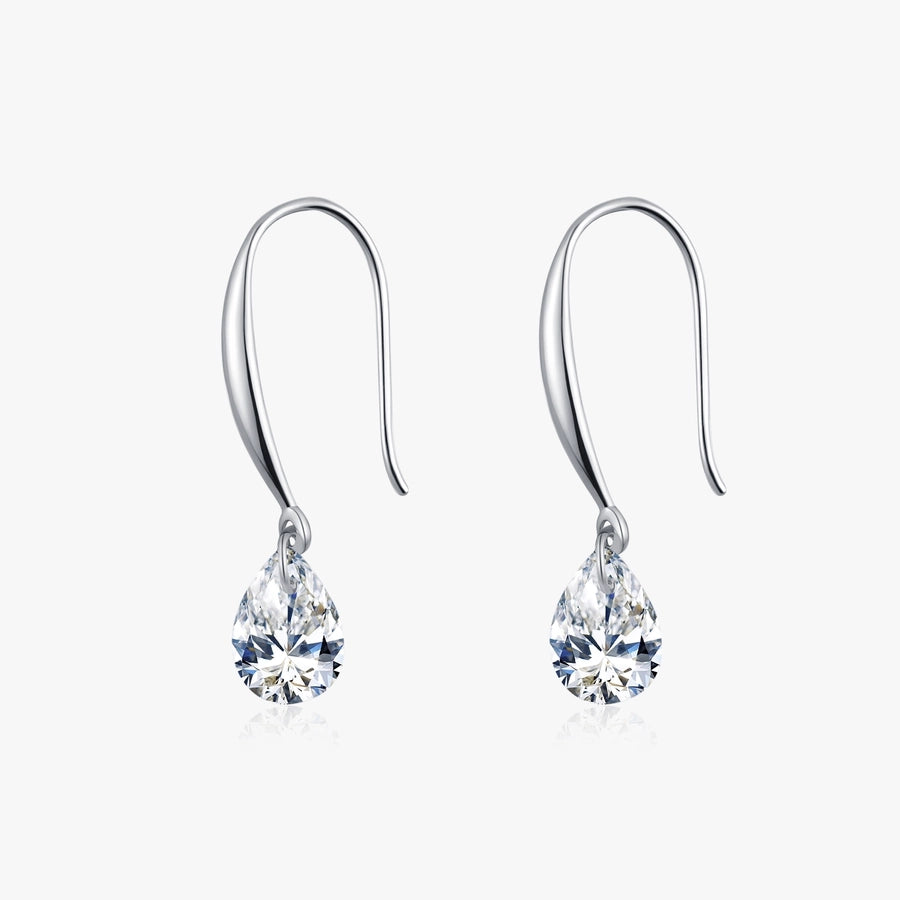 Zircon 925 Sterling Silver Water Droplets Drop Earrings