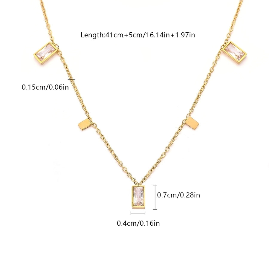 Simple Style Rectangle Zircon Inlay Pendant Necklace