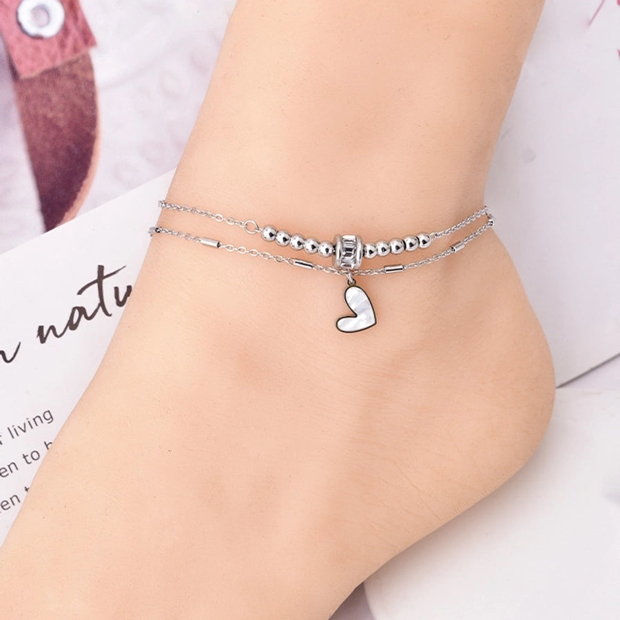 Heart shape women's anklet