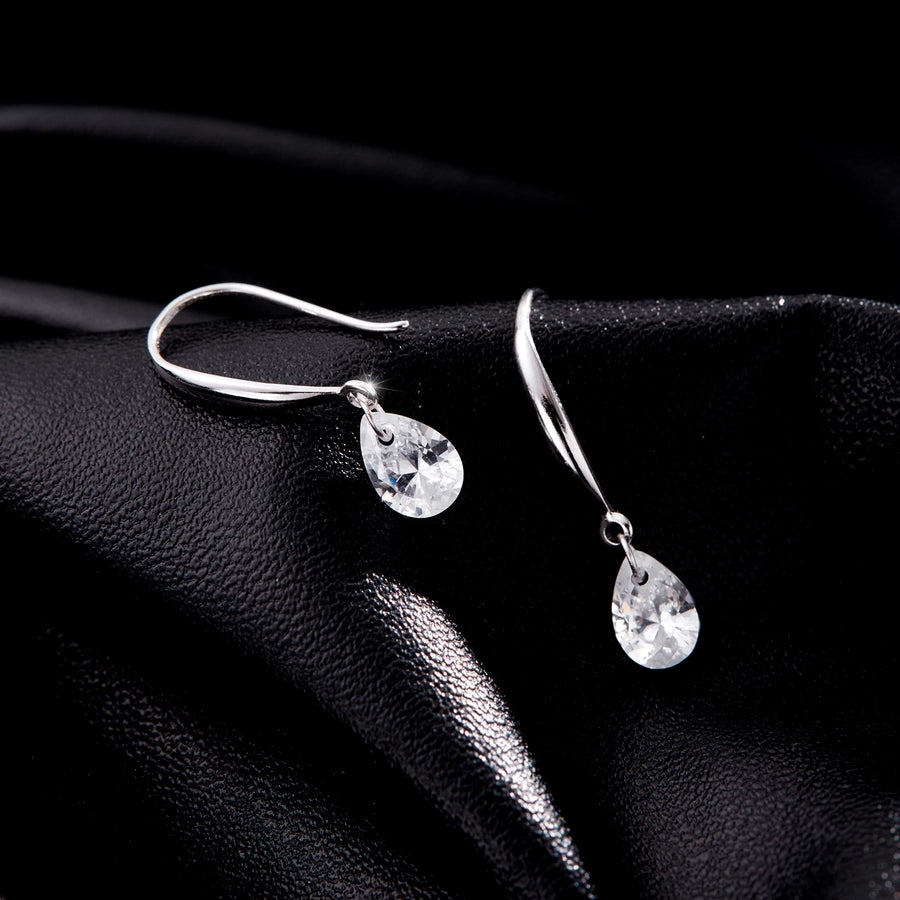 Zircon 925 Sterling Silver Water Droplets Drop Earrings