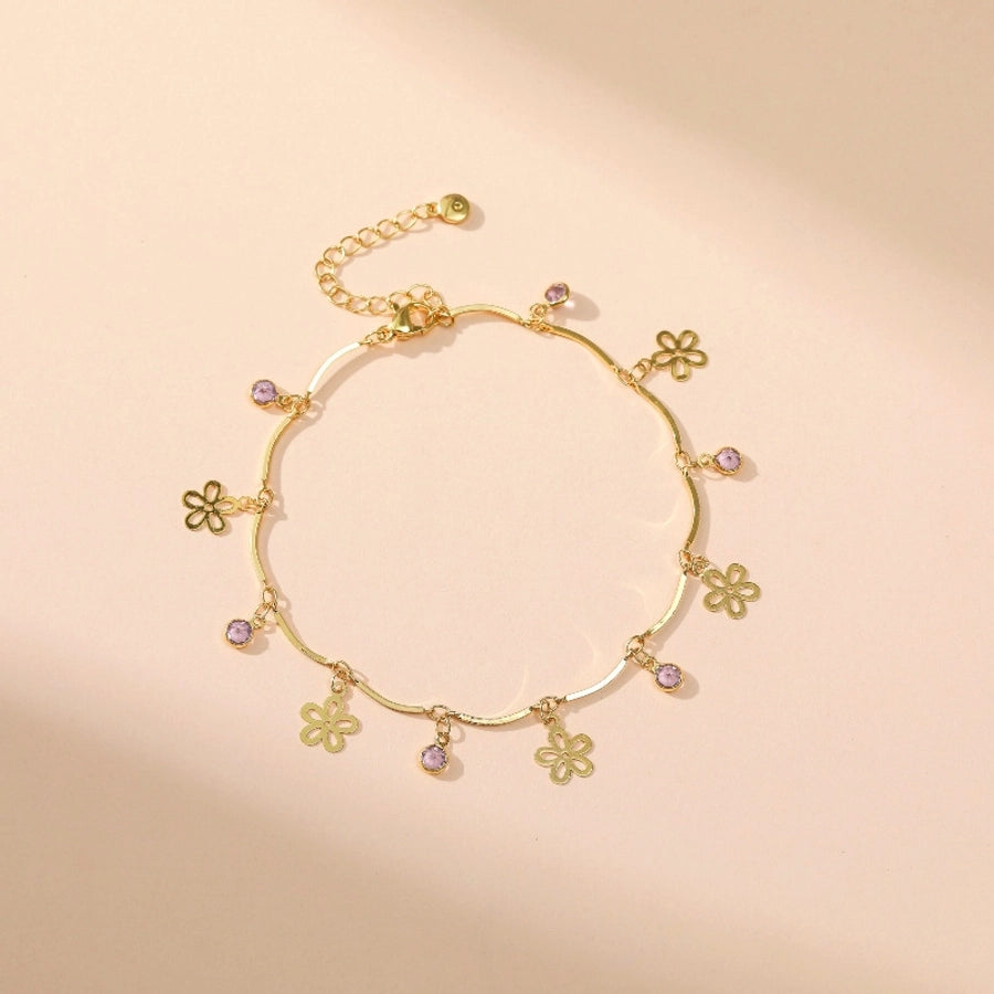 18k Gold Plated Fresh Flower Anklets