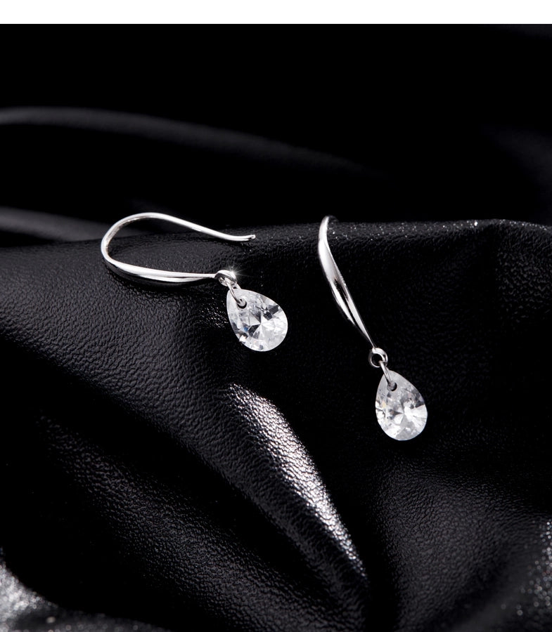 Zircon 925 Sterling Silver Water Droplets Drop Earrings