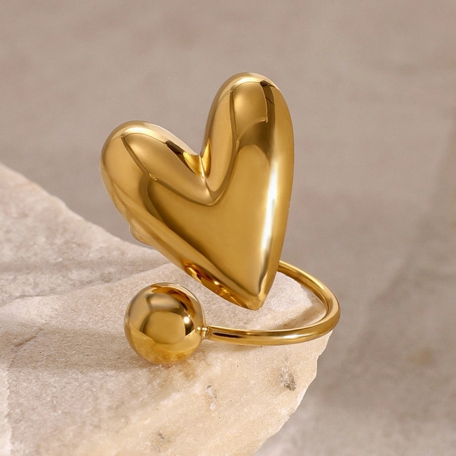 Heart Shape 18K Gold Plated Open Rings