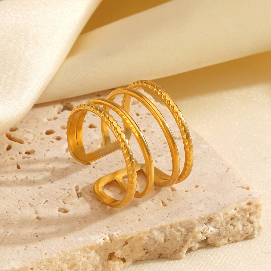 18K Gold Plated  Line Open Ring